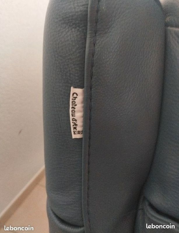 Canapé cuir bleu de marque château d'Ax (image 2)