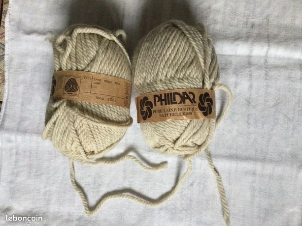 Laine à Tricoter Phildar Pure Laine Rustique - 2 Pelotes 100g Beige Clair - Aiguille 5/6
