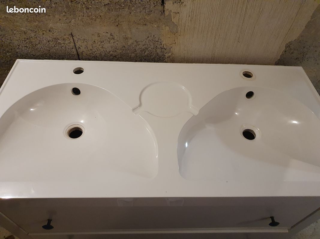 Meuble de salle de bain, double vasque, deux tiroirs (image 2)