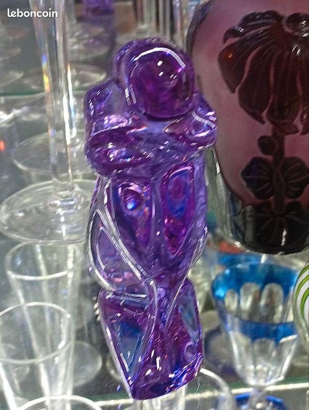 Sculpture en cristal teinté violine. Femme nue assise. Baccarat. R. Rigot. 1970's (image 14)