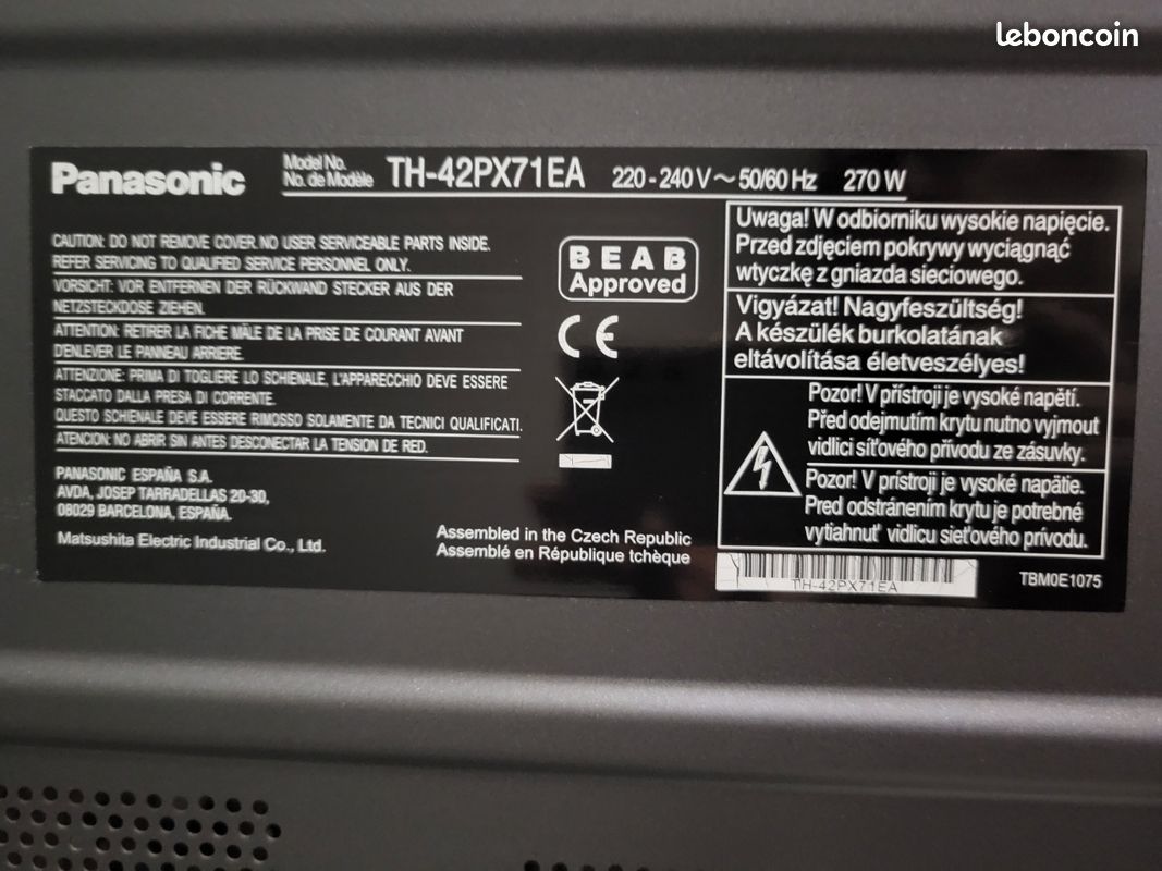 Téléviseur Plasma Panasonic 42 pouces 107cm (image 6)