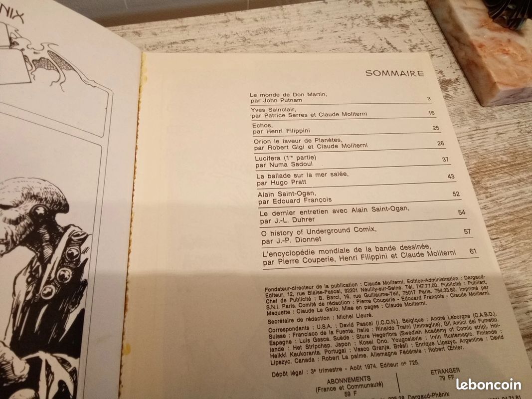 Lot bd Phenix 33/37/38/40. 1974. Lob Pichard Pratt Crepax.... (image 7)