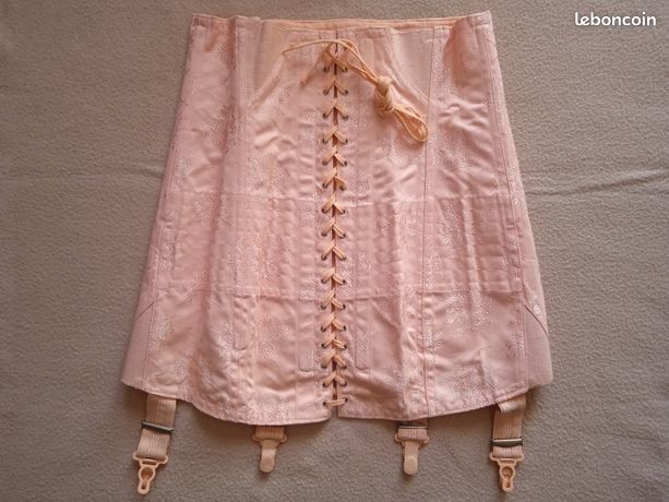 Gaine Porte-jarretelles Vintage Taille FR 88cm - Couleur Saumon - Neuf Sans étiquettes - Fabriqué En France
