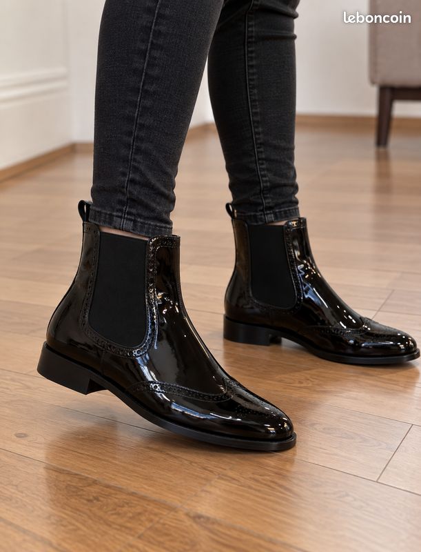 Boots noir vernis (image 1)