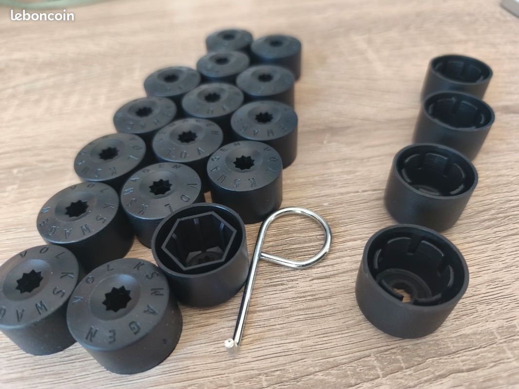 Lot de 16 caches écrous Goujons Volkswagen + 4 caches pour antivol jante Golf GTI R32 V6 V VI VII Passat Polo lupo arteon goujon de 17mm (image 4)