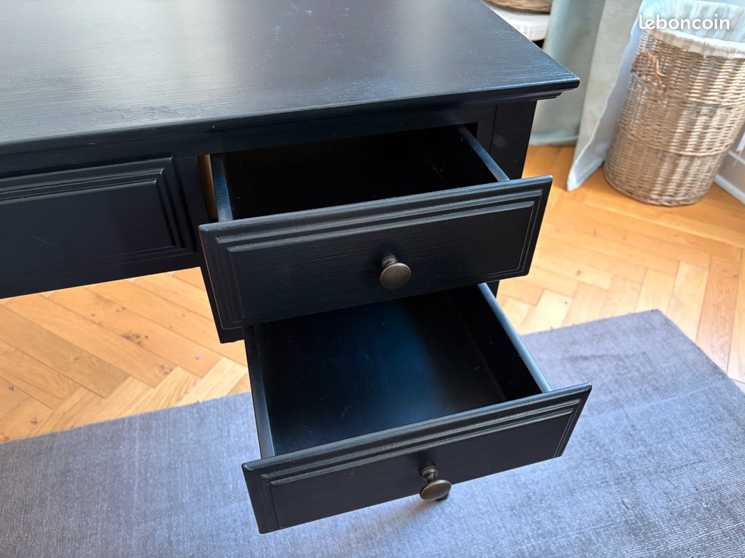 Bureau en bois noir 5 tiroirs - Cambronne (image 4)
