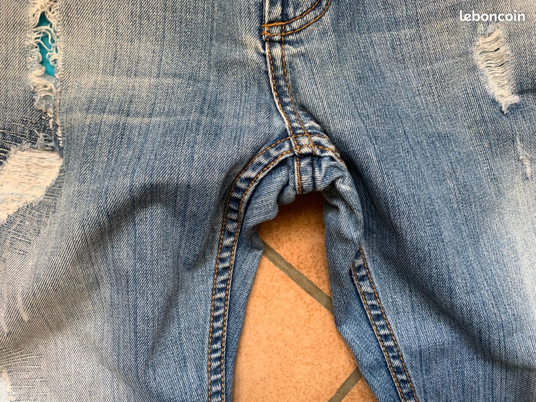 Justing jeans bleu Los Angeles W38 pré-déchiré avec empiècement de tissu (image 5)