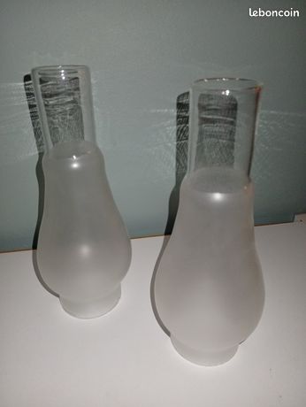 Ancienne Lampe à Pétrole - Verre Et Laiton - Vintage French Finds