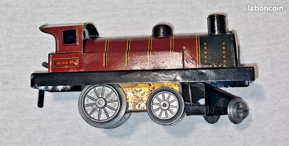 Ancienne Locomotive Mécanique J DE P échelle O – Jouet Remontée Manuelle