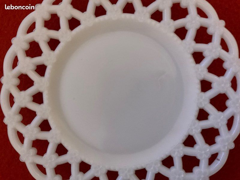 2 Assiettes Opaline Dentelle Blanche (image 3)