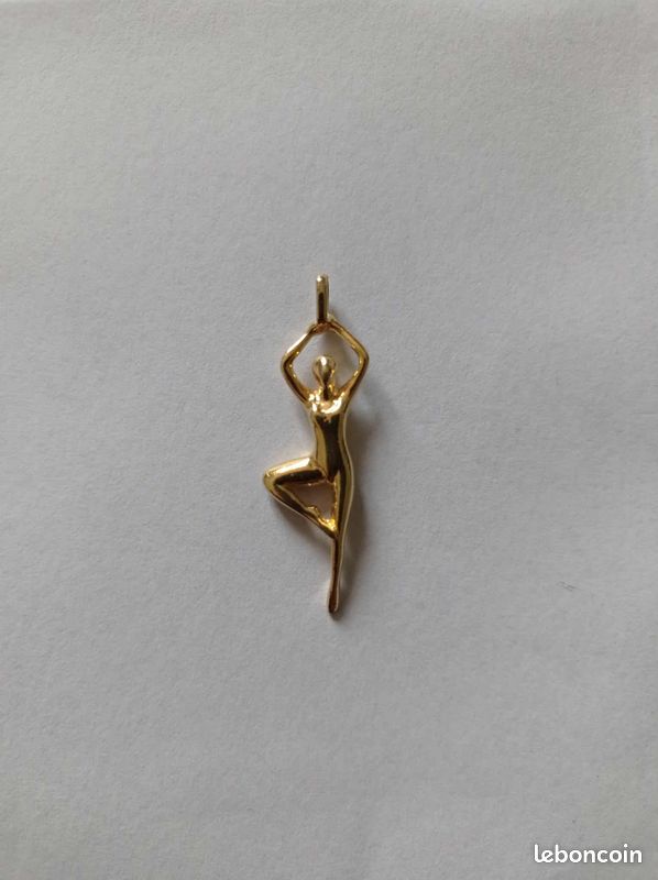 Collier Charles Jourdan Vintage - Pendentif Danseur Acrobate En Plaqué Or - Bijou Occasion élégant