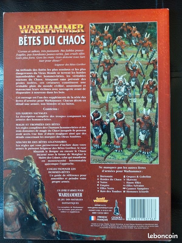Warhammer Livre d'armée Bêtes du chaos v7 (2010) FR