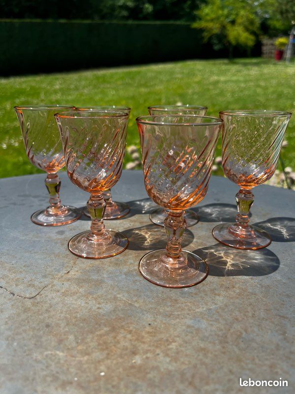 Lot De 4 Verres à Liqueur Vintage Luminarc - Modèle Rosaline, Années 1970 - État D'usage