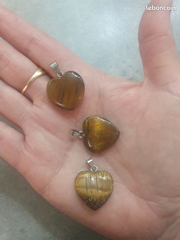 Lot de 3 pendentifs en oeil de tigre (image 2)