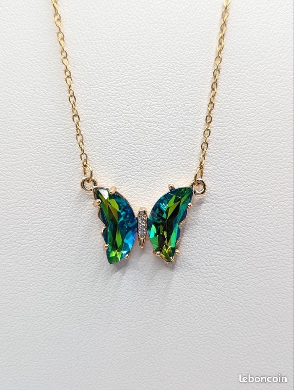 Collier papillon en verre et acier inoxydable (image 5)