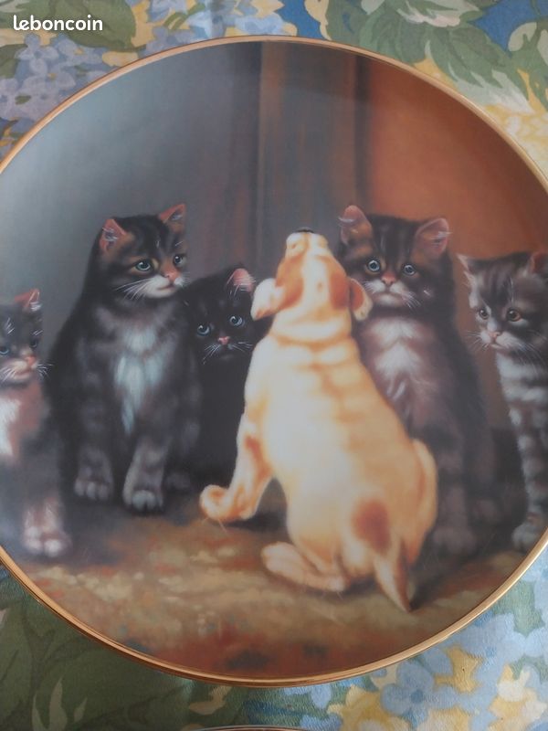 ASSIETTE DE COLLECTION Porcelaine Chats FRANKLIN MINT - True Blue