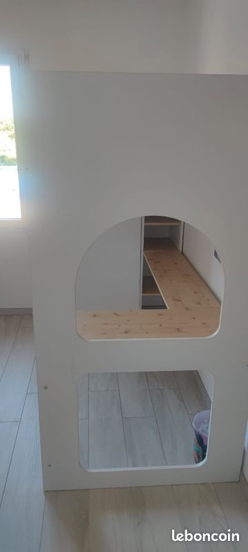 Lit mezzanine 1 place avec bureau et rangements avec matelas (image 3)