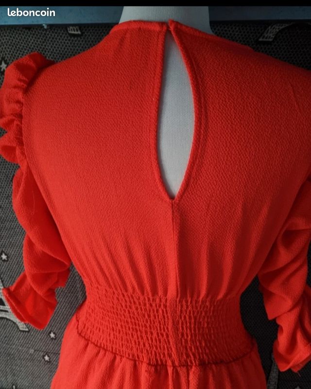 Robe Mexx Courte En Coton - Couleur Corail, Blanc, Marron - Taille 38 - Occasion Comme Neuve