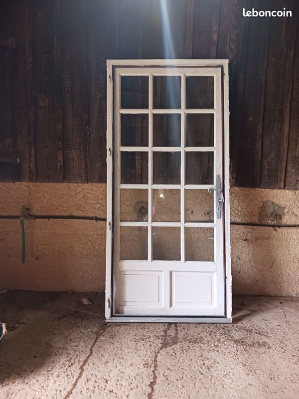 Lapeyre porte fenêtre extérieur avec cadre 95 cm de large avec simple vitrage petits carreaux (image 2)