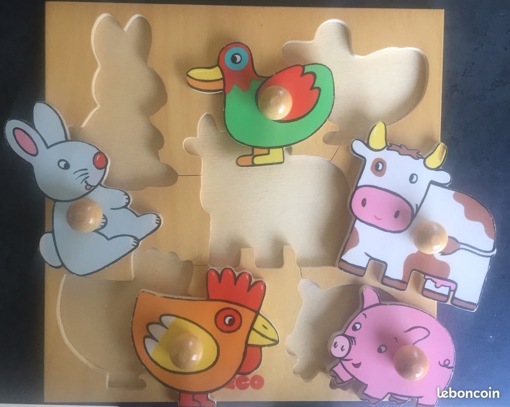 3 puzzles en bois, colorés, DJECO, 12 à 18 mois, ou au choix (image 2)