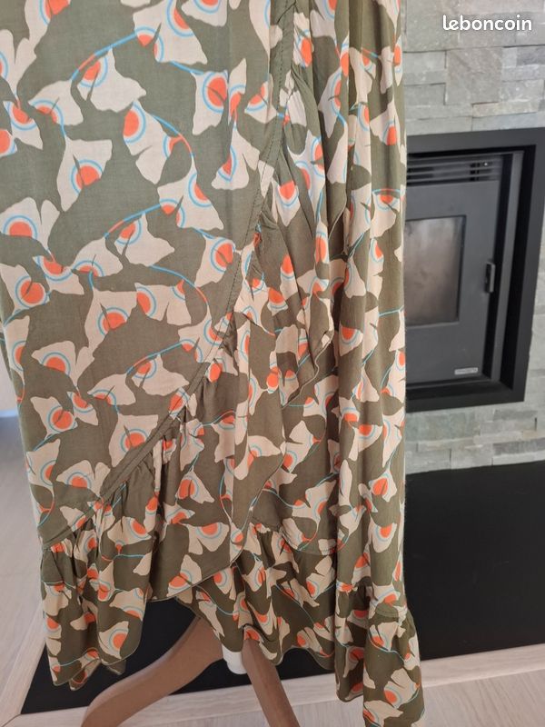 Palme Robe longue cache coeur kaki à motifs Taille S/M (image 5)