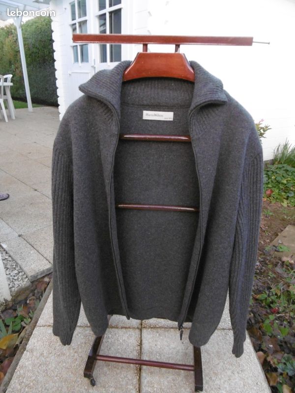 Gilet Cardigan à Capuche Harris Wilson Pour Homme - Gris - Laine Mélangée - Neuf Avec Étiquettes