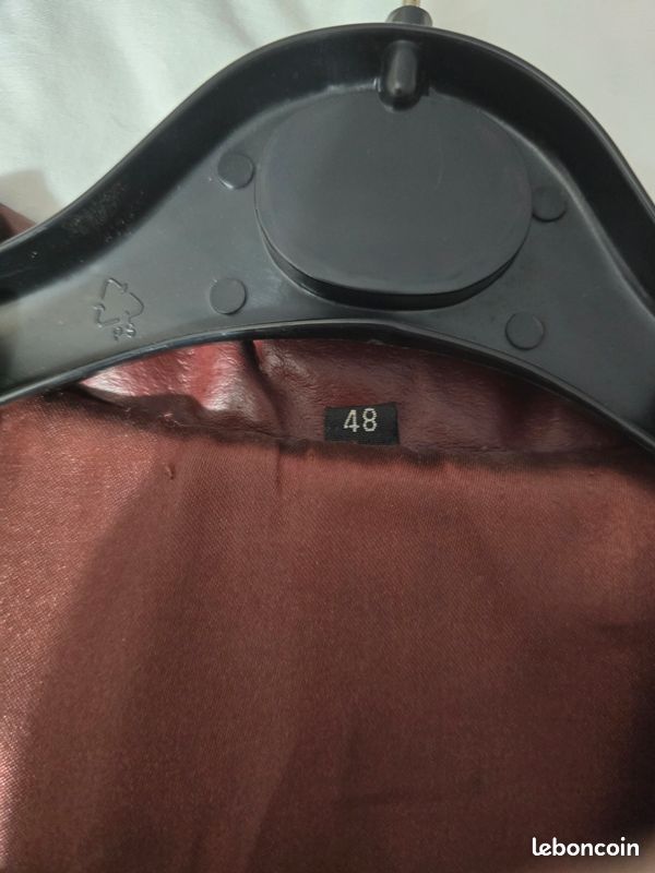 Veste vintage en cuir croute de porc taille 48 bordeaux (image 5)
