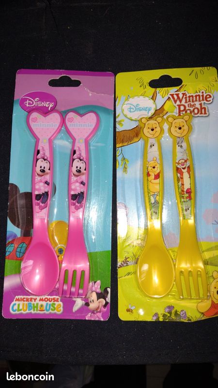 Set De 2 Couverts Enfants Minnie Mouse - Plastique Sans BPA, Réutilisables - Cuillère Et Fourchette