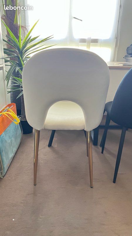 Lot 4/6/8/10 chaises velours beige - pieds noirs (image 5)