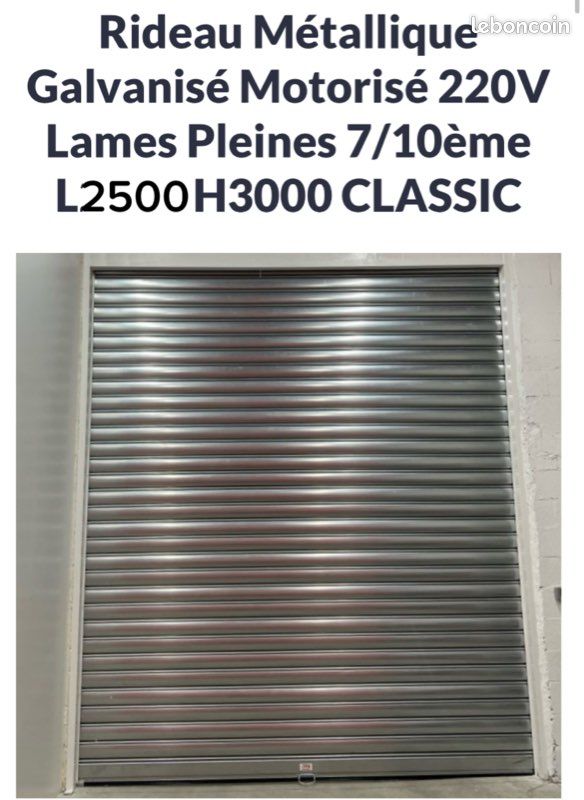 Rideau Métallique Galvanisé Motorisé 220V Lames Pleines (image 3)