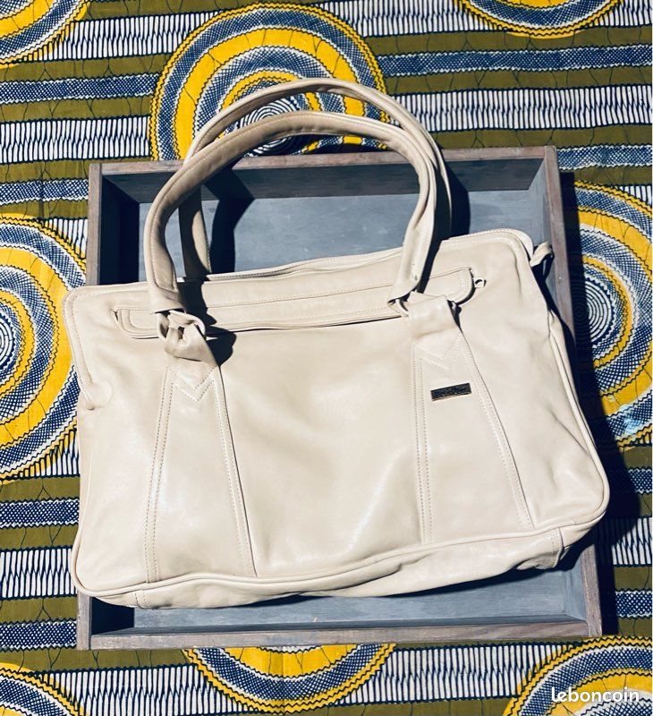 Sac à Main Vintage (pochette) Années 60 En Cuir Véritable Ivoire - Marque Norsette - Occasion Très Bon état
