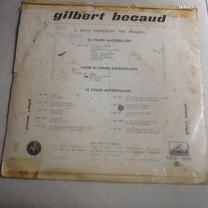 Disque ancien 33 tours ,Gilbert Becaud (image 2)