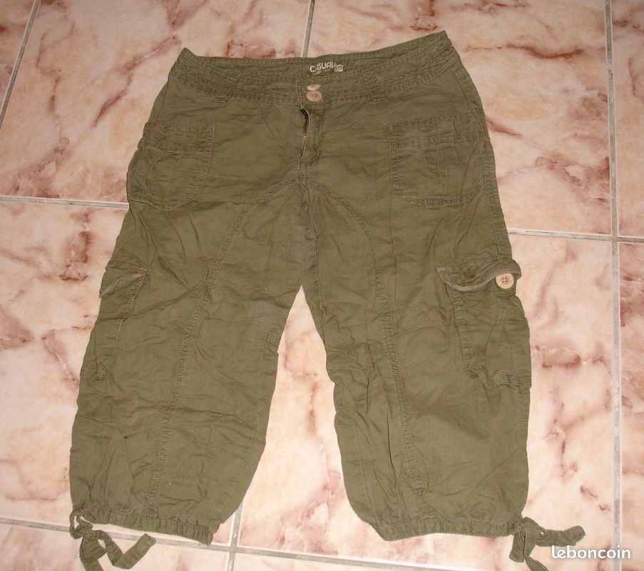 Pantacourt femme kaki casual nim 38 Vêtements