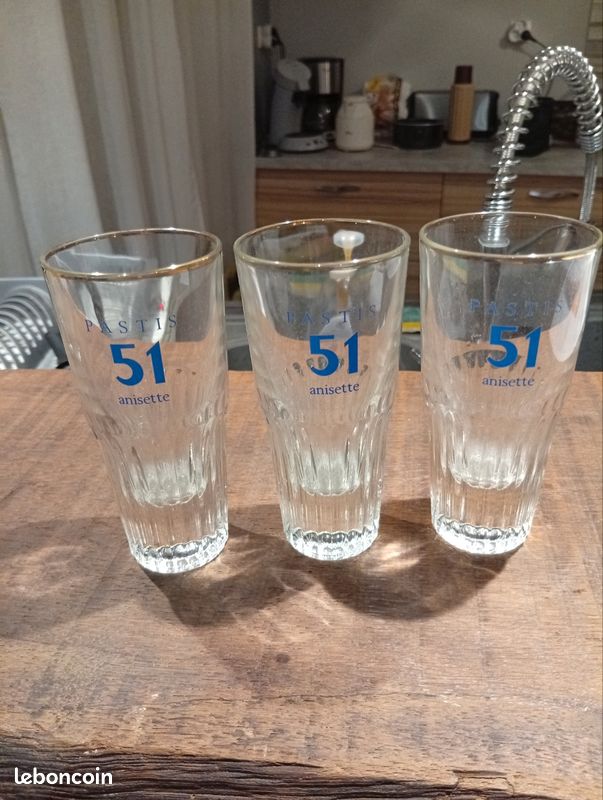 Lot 3 ancien verres Pastis 51 anisette (image 1)
