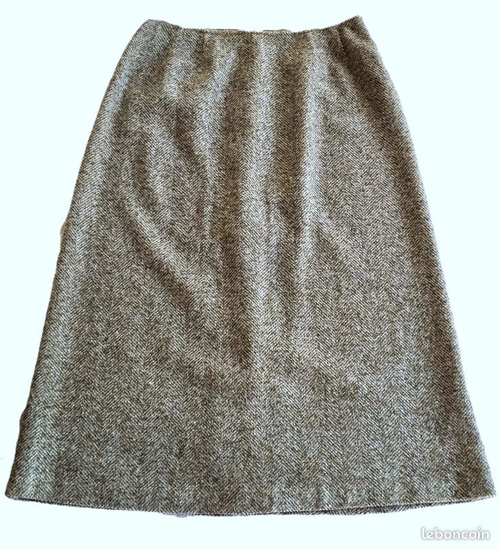 Jupe Max Mara Taille 36 Chinée Vert Et Bleu Laine Et Soie Doublée Tbe (image 4)