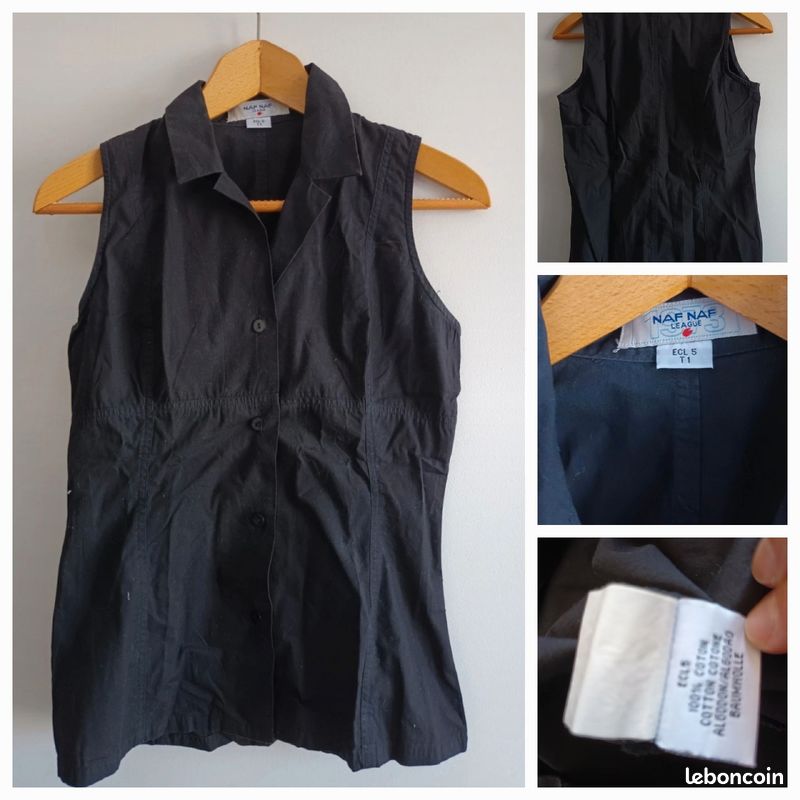 Blouse noire sans manches- taille S (image 1)