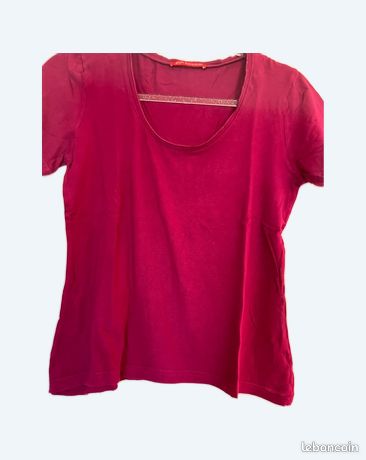 T-shirt Alain Manoukian – 15% Cachemire, 85% Coton, Taille S, Couleur Fuchsia