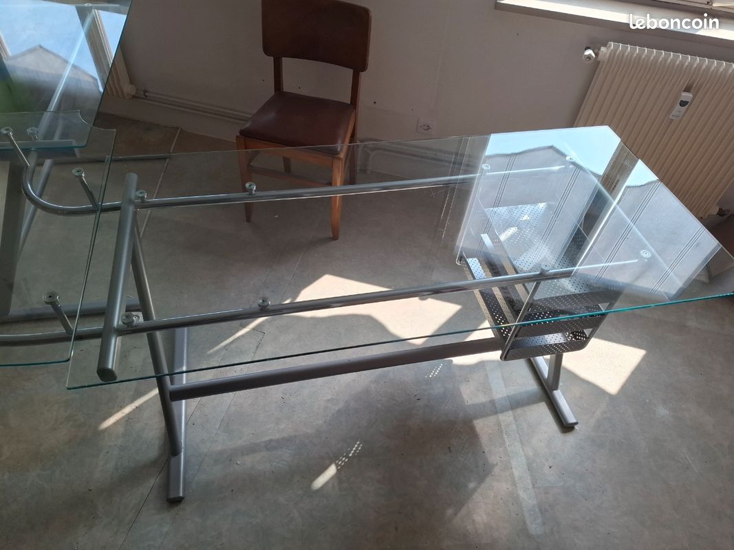 Beau bureau d'angle en verre (image 2)