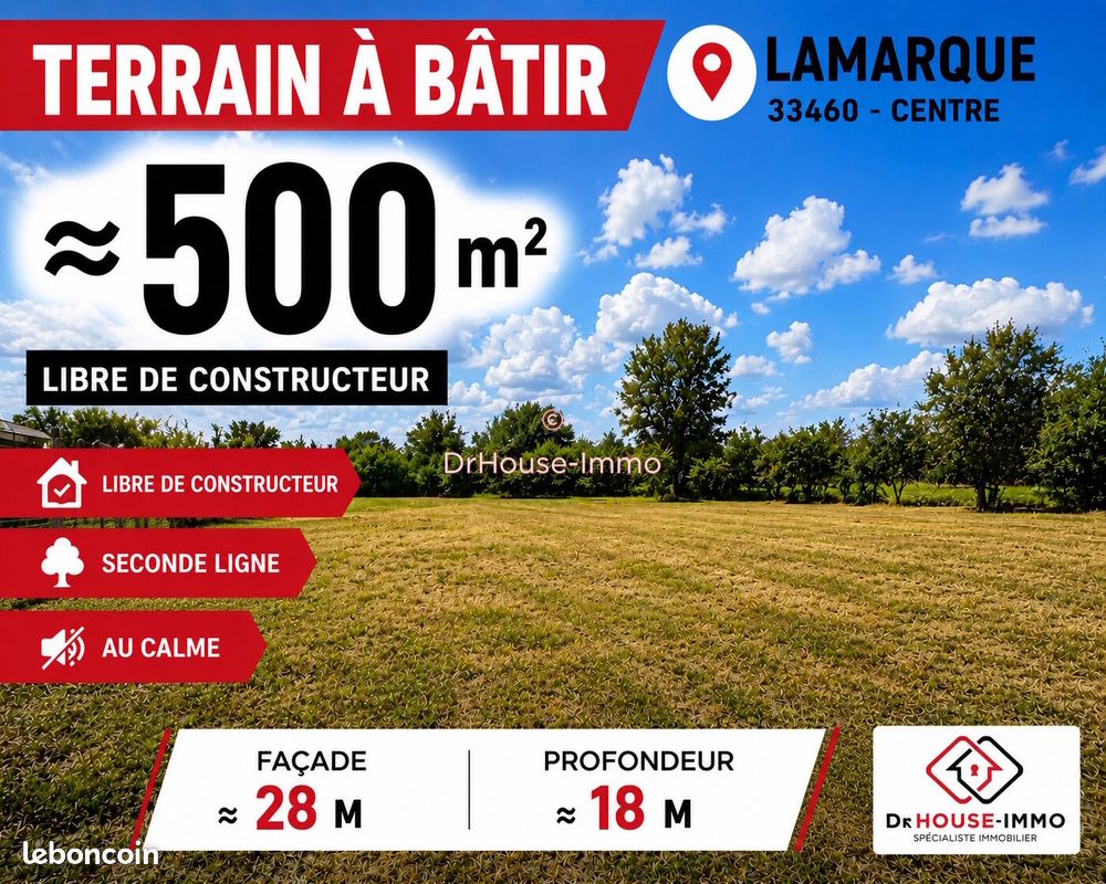 Terrain 500 m² · à Lamarque · 500 m² · 54 950 €
