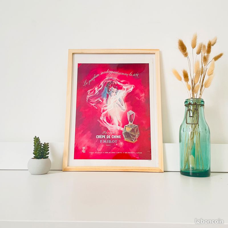 MILLOT - Parfums - PARIS - Affiche vintage COULEUR - Magazine L'ILLUSTRATION année 1931 (cadre en su (image 1)