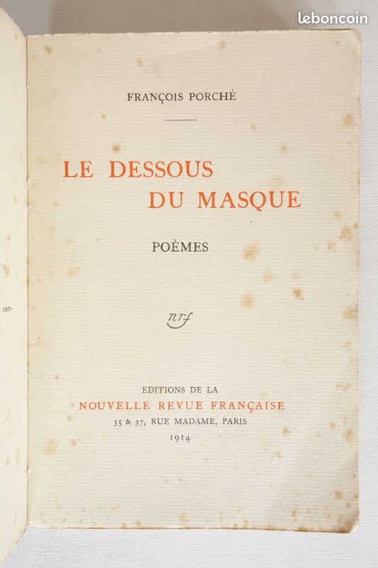 Le dessous du masque - François Porché - Nouvelle Revue Française 1914 (image 5)