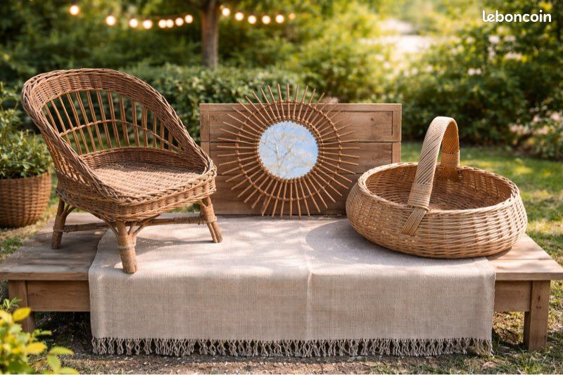 Panier gondole en osier vintage - Décoration