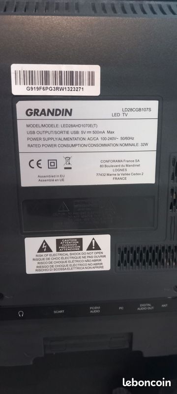 TV LED Grandin 28 pouces (70 cm) – Très bon état (image 3)