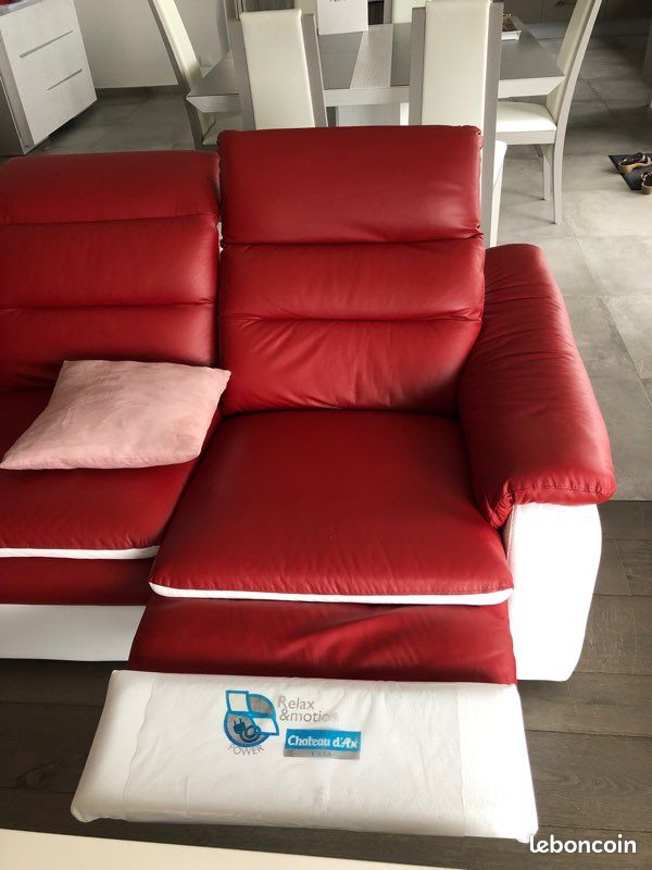 Canapé cuir rouge électrique (image 3)