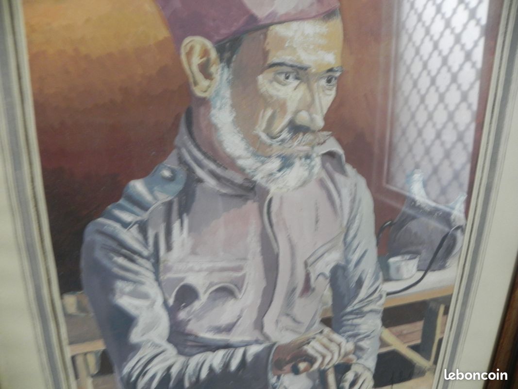 Ancien tableau portrait d un militaire de la guerre 14-18 signé (image 10)