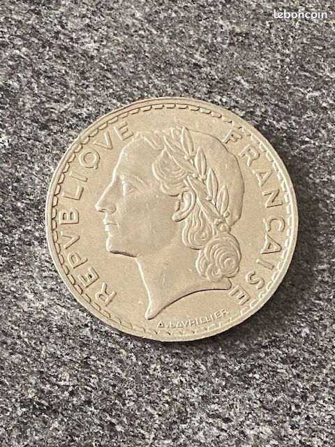 1 piece 5 francs 1933 Lavrillier (image 2)