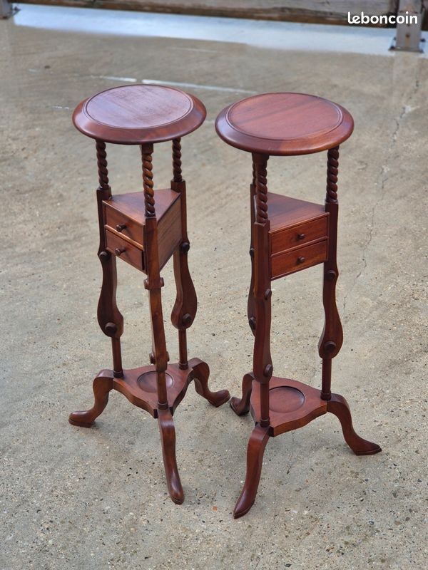 Paire de selettes colonne support en bois acajou bien lire l'annonce (image 1)