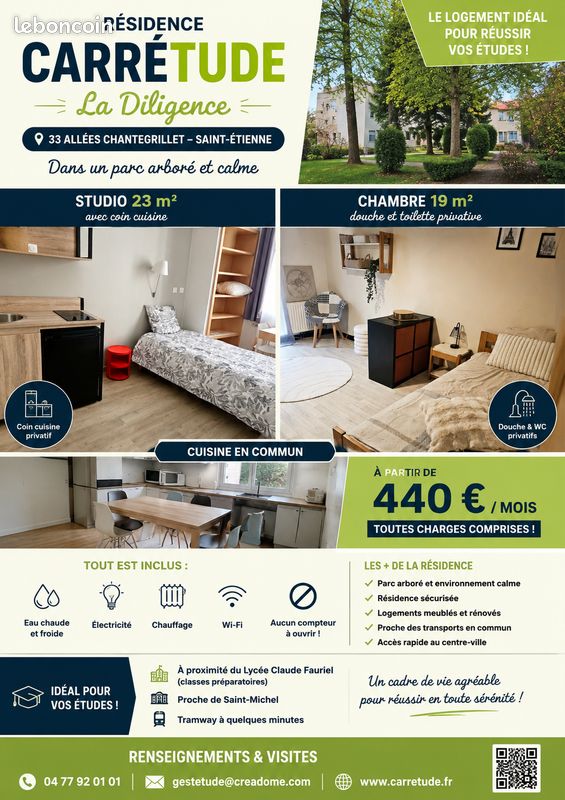 Appartement 1 pièce 23 m² · à Saint-Étienne · 23 m² · 365 €