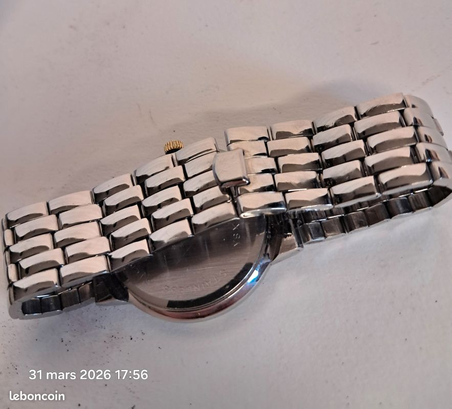 Jaz Quartz Date Montre Bracelet Ancienne Vintage Acier Pile À Changer