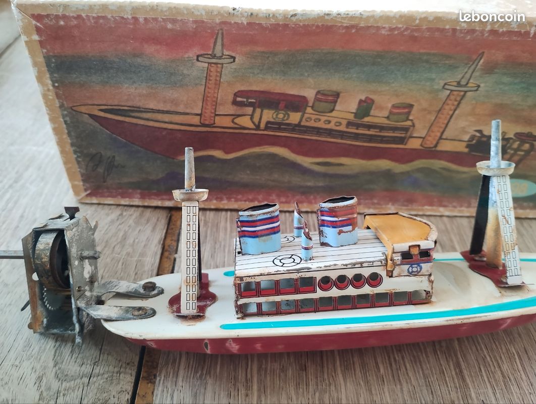 Vieux Bateau Mécanique Pour Bassin CLIM Réf 408 – Jouet Ancien NEUF En Boîte, Fabriqué En RDA